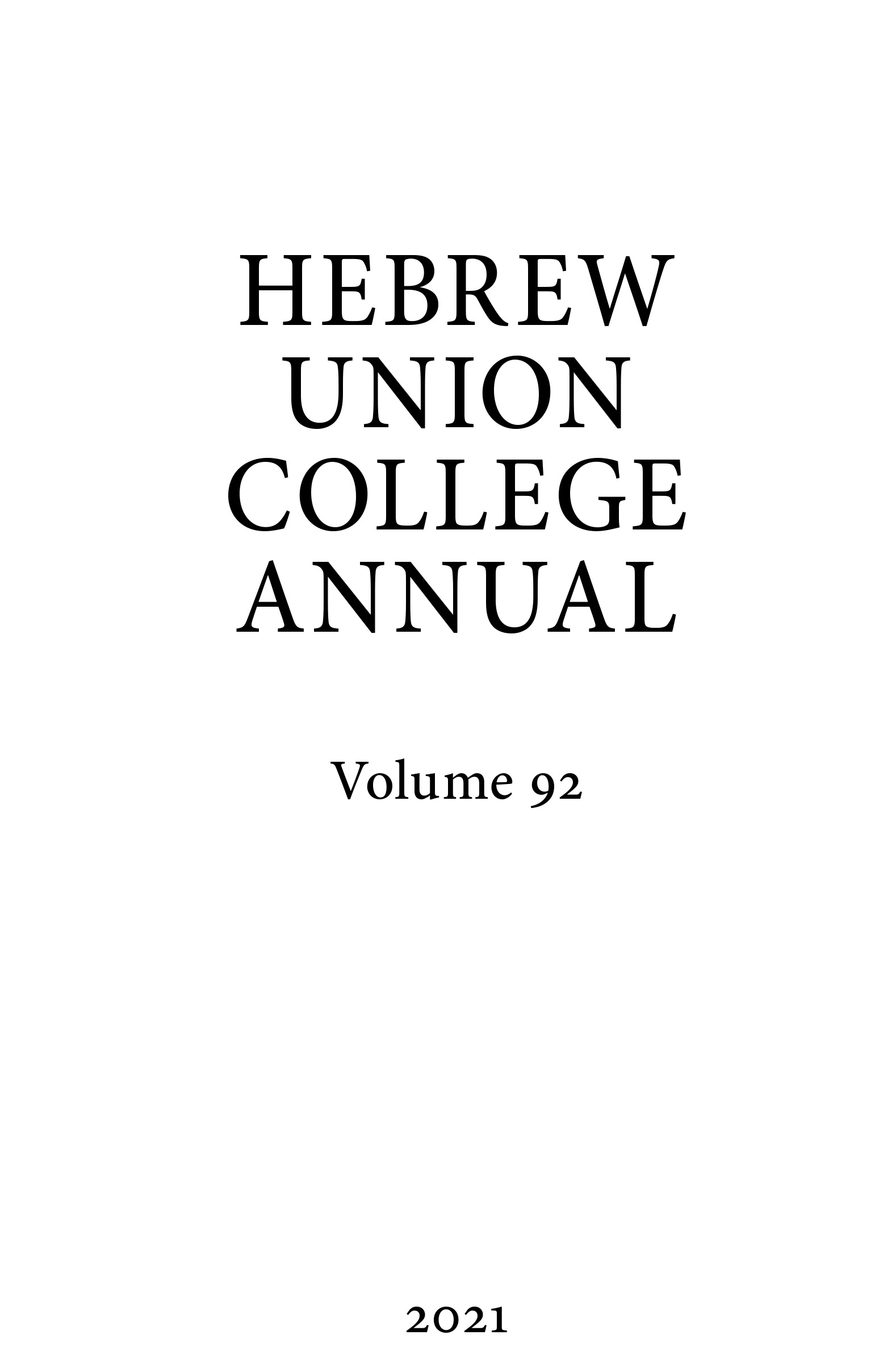 New and Forthcoming - Hebrew Union College Press